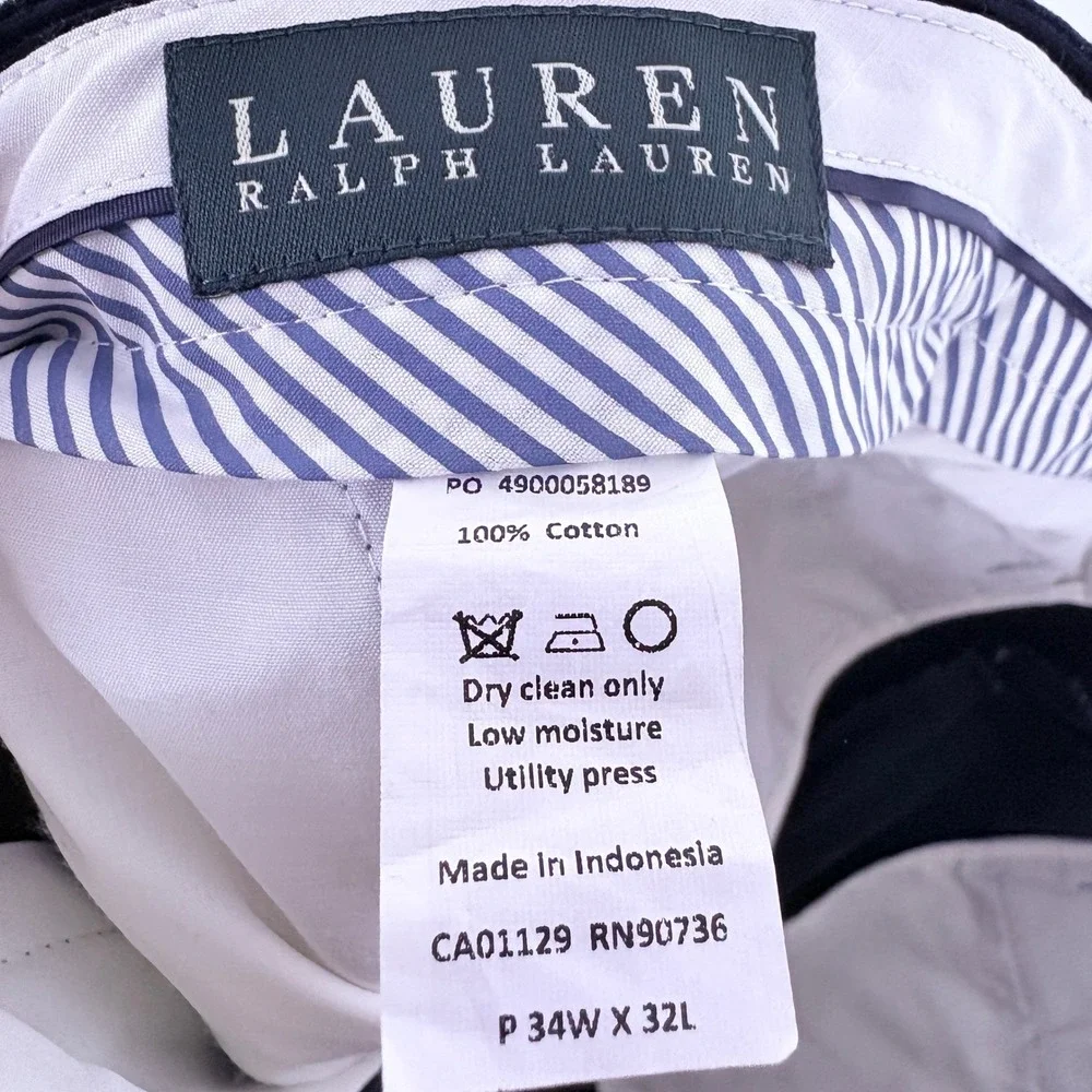 Lauren Ralph Lauren Mens‎ Navy Corduroy Pants Size 34W x 31L Flat Front Casual
